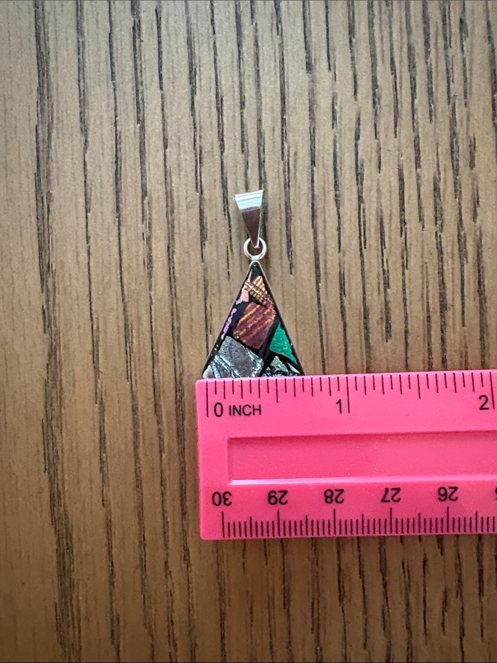 New Multicolor Dichroic Stained Glass-Inspired Rhombus Pendant 925 Silver Stamp - Picture 8 of 11